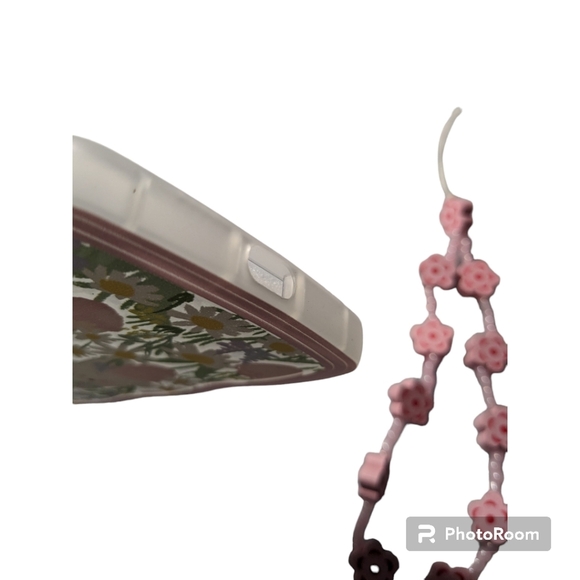 iPhone 14 Pro Max Clear, Cellphone Case, Pink. Floral, beaded chain. NWT. - Picture 4 of 9